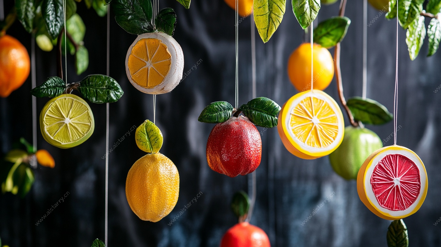 悬挂的多彩仿真水果摆件