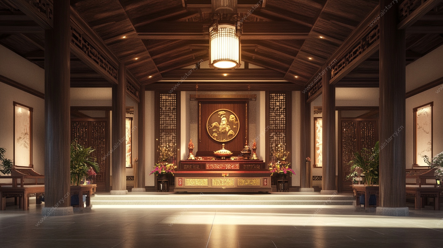 中式古典厅堂内景图