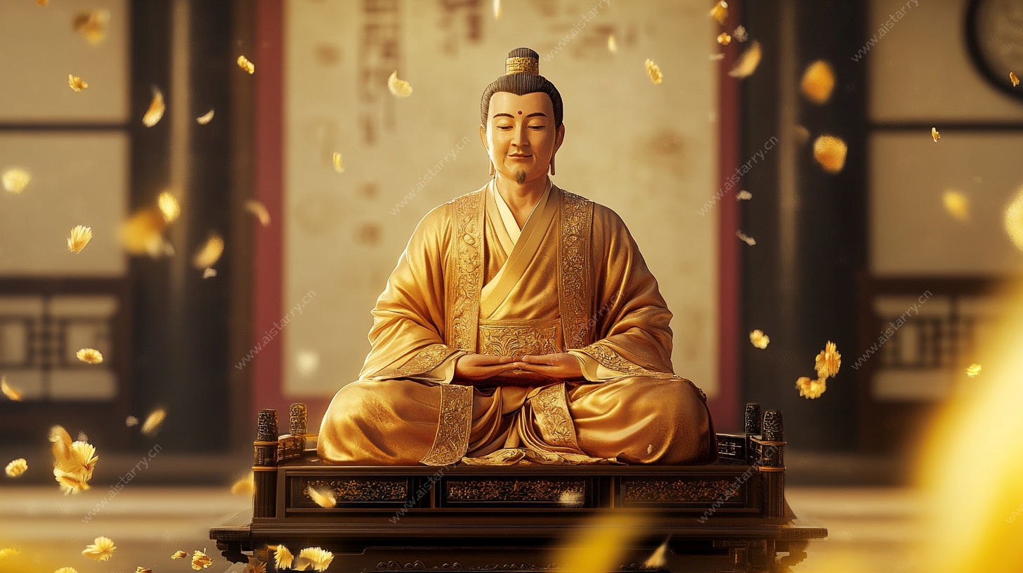 静坐禅修僧人图