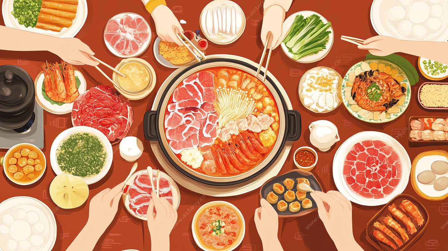热闹火锅聚餐场景图