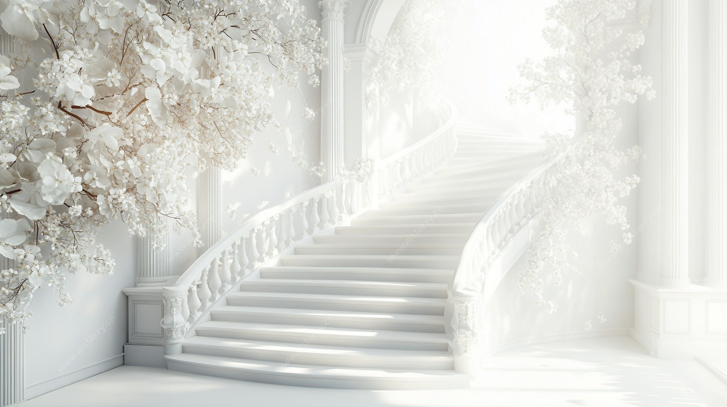 梦幻白色浪漫楼梯场景
