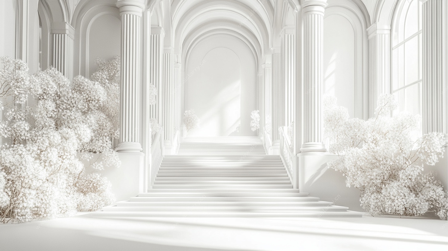 纯白梦幻拱形室内空间