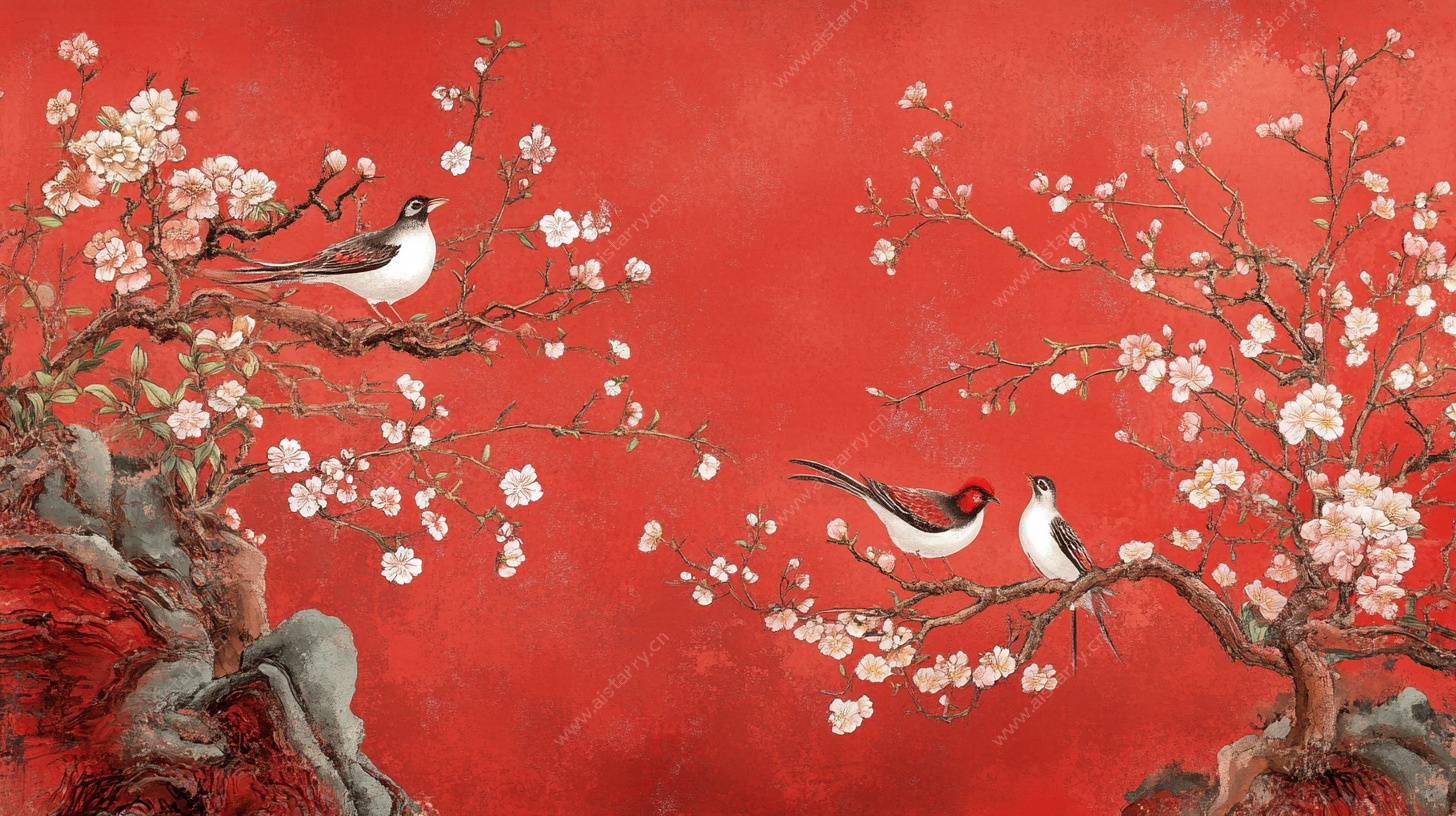 红梅双鹊图