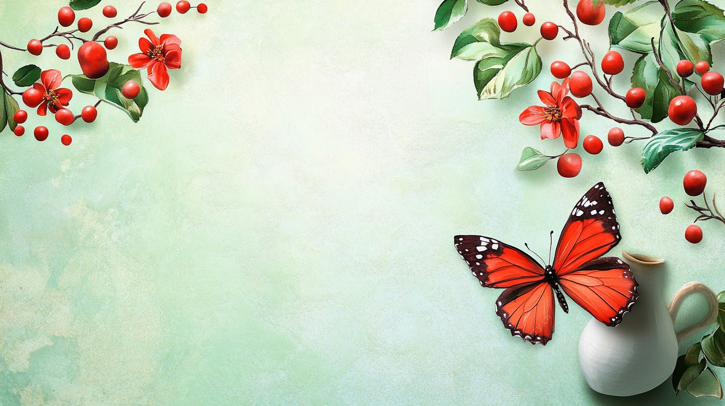 蝶舞浆果背景图