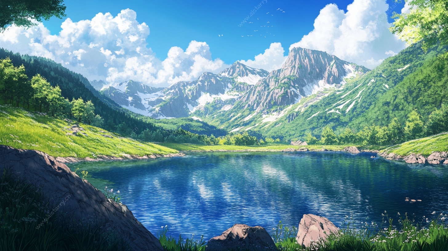 梦幻山间湖泊美景