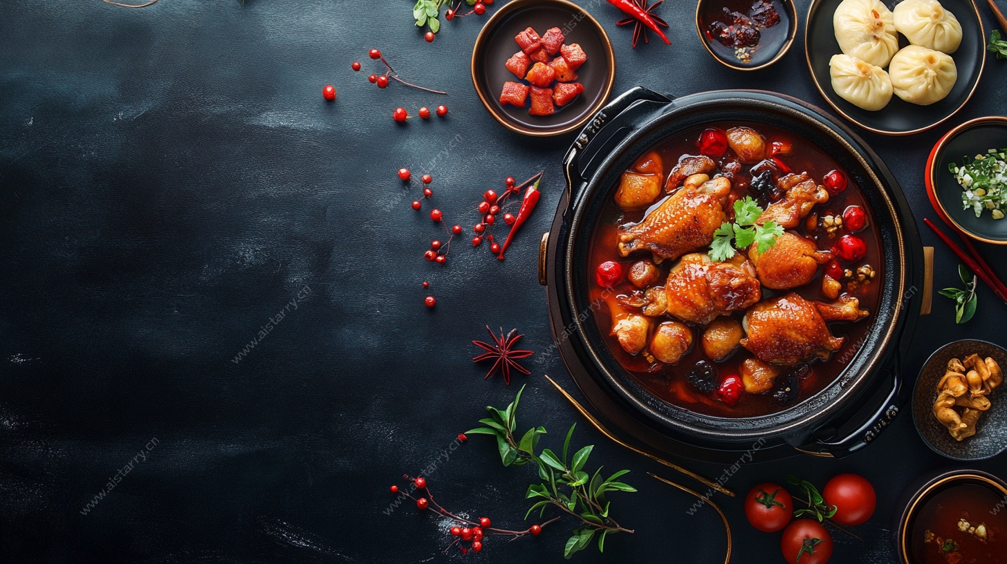 美味炖菜与周边丰富食材