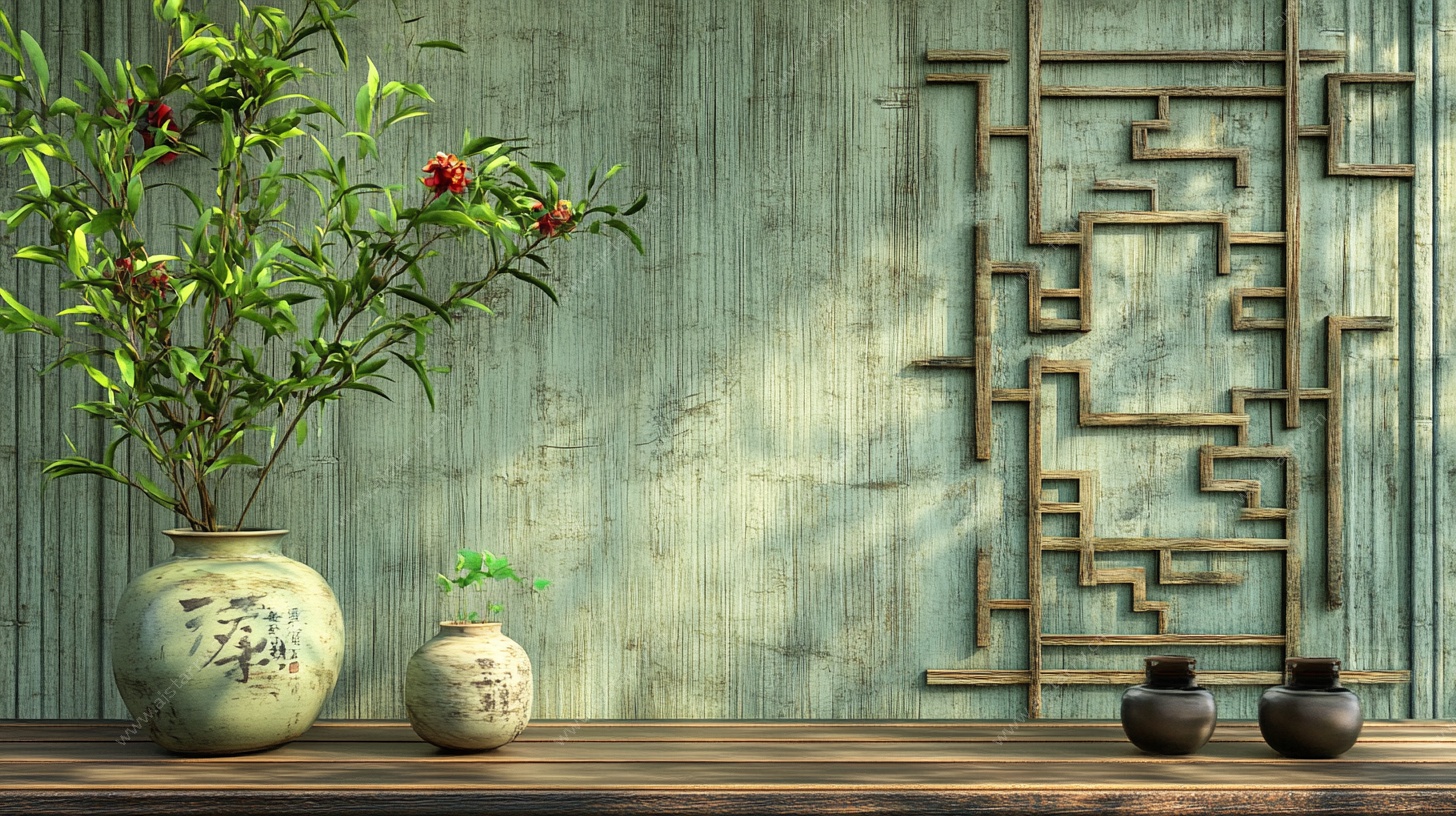 中式古风绿植摆件装饰图