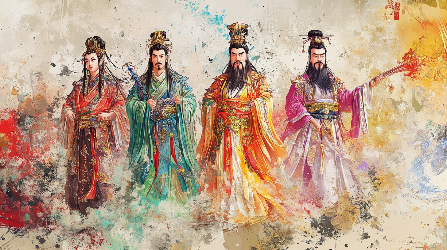 水墨风古代仙人群像图