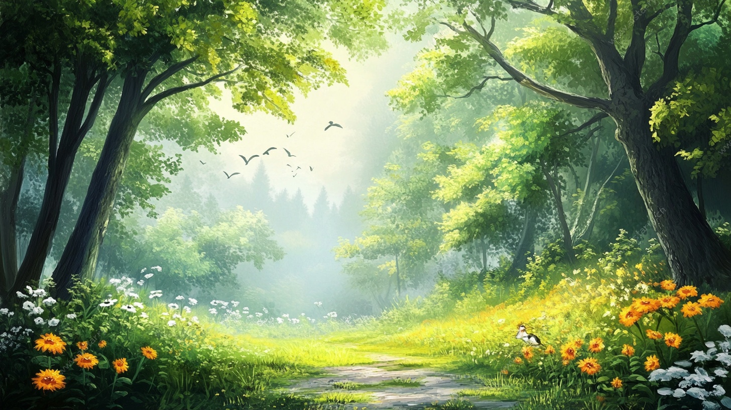 梦幻森林小径春日美景
