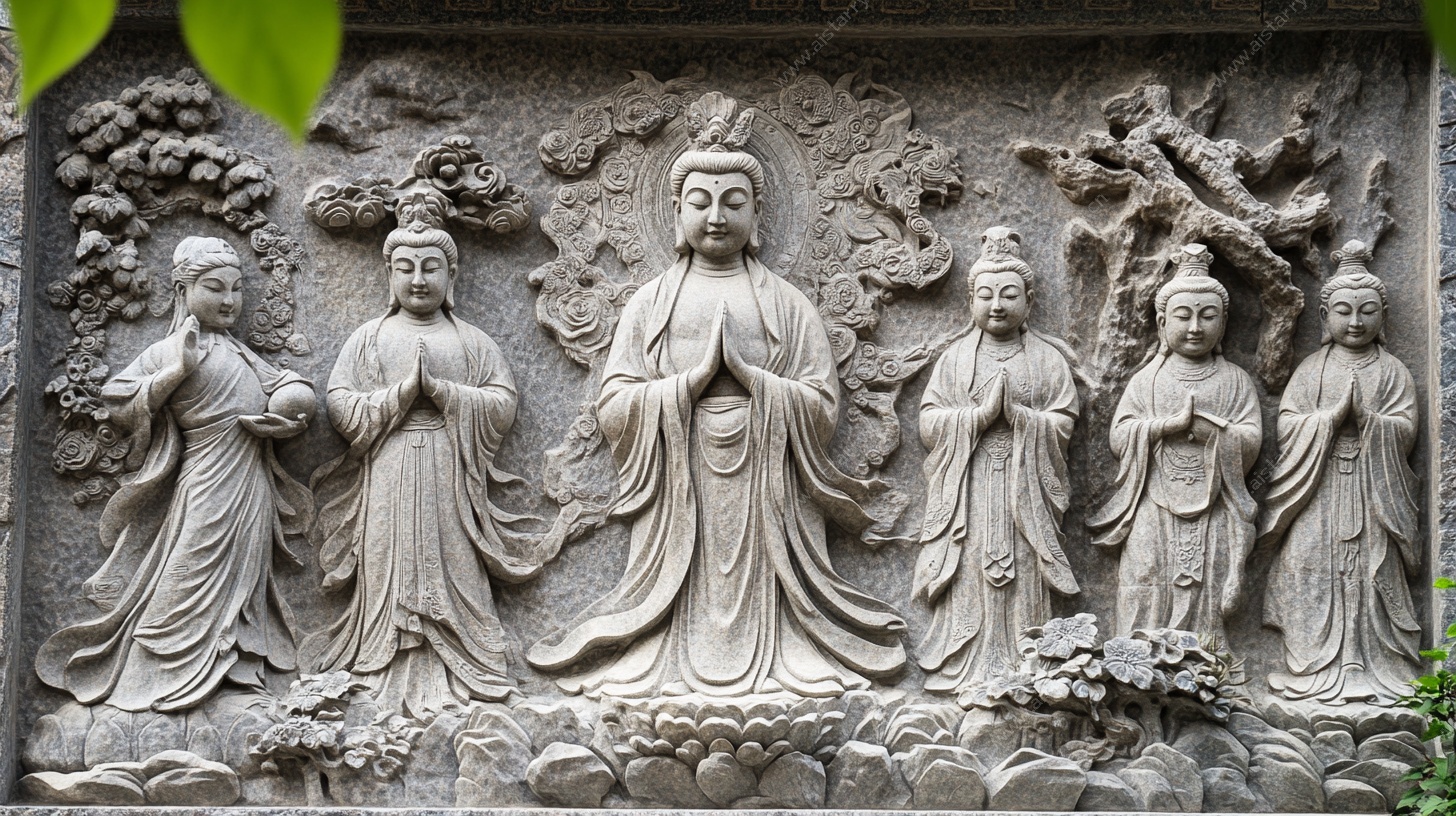 及众菩萨浮雕石刻