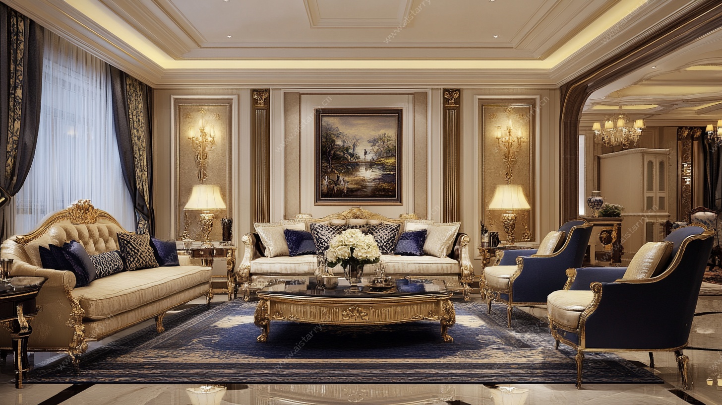 豪华欧式客厅室内装饰图