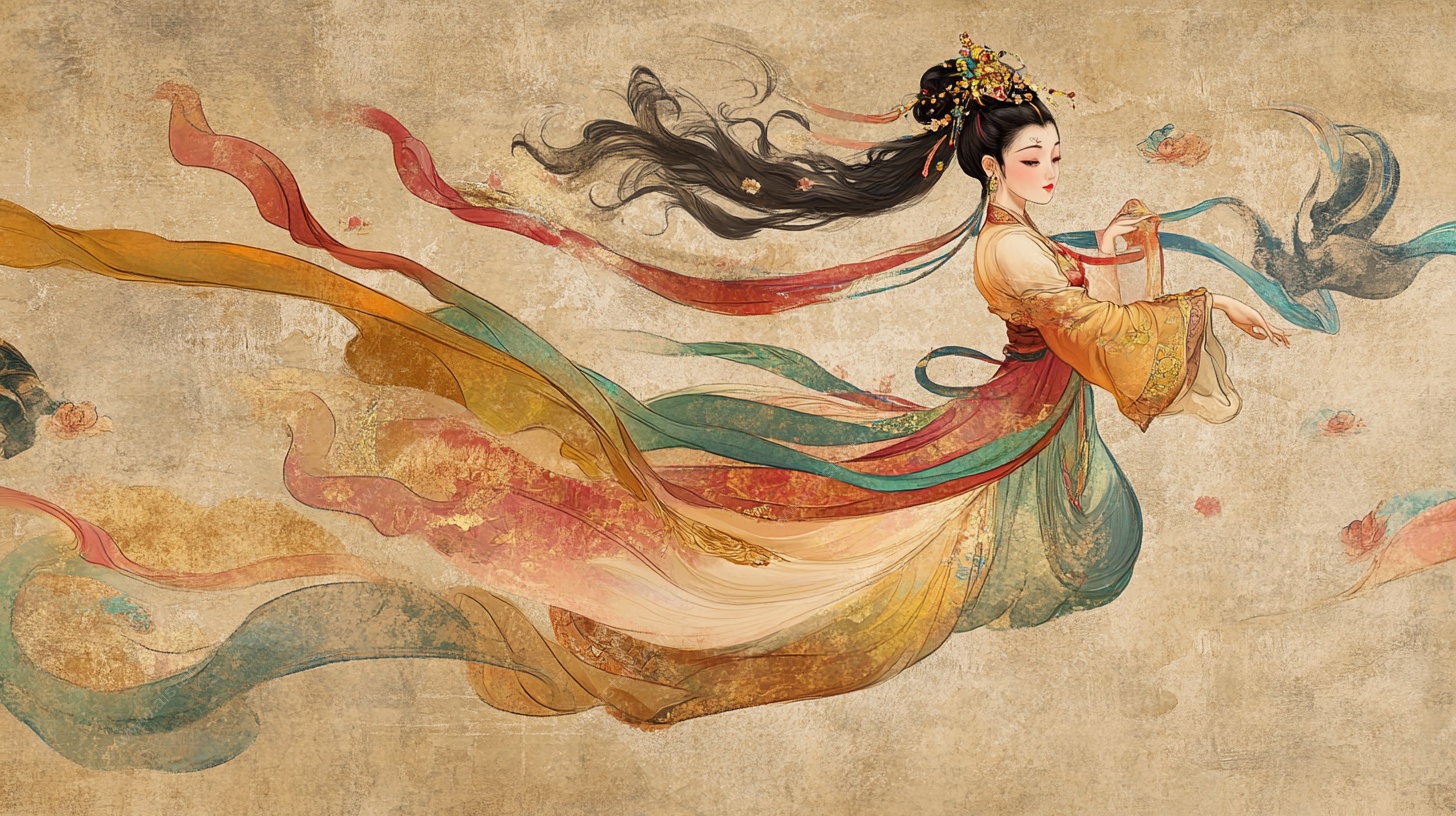 敦煌飞天神女古风插画