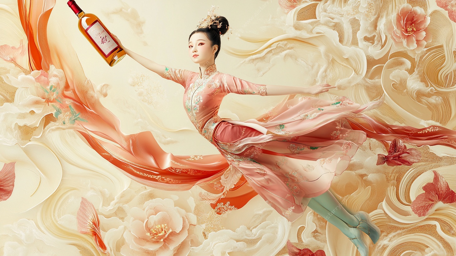 飞天神女持酒献瑞图