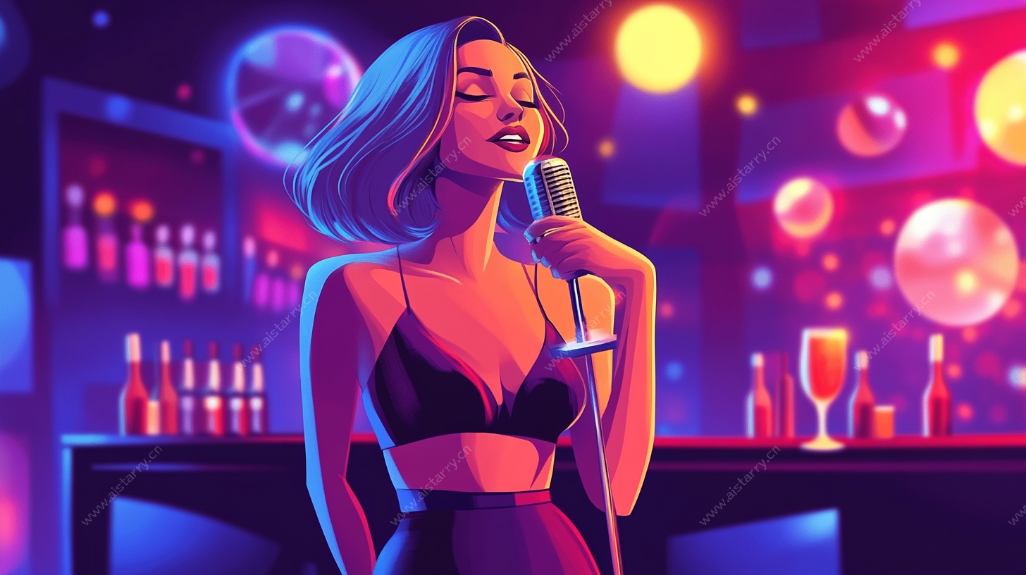 酒吧中的魅力女歌手
