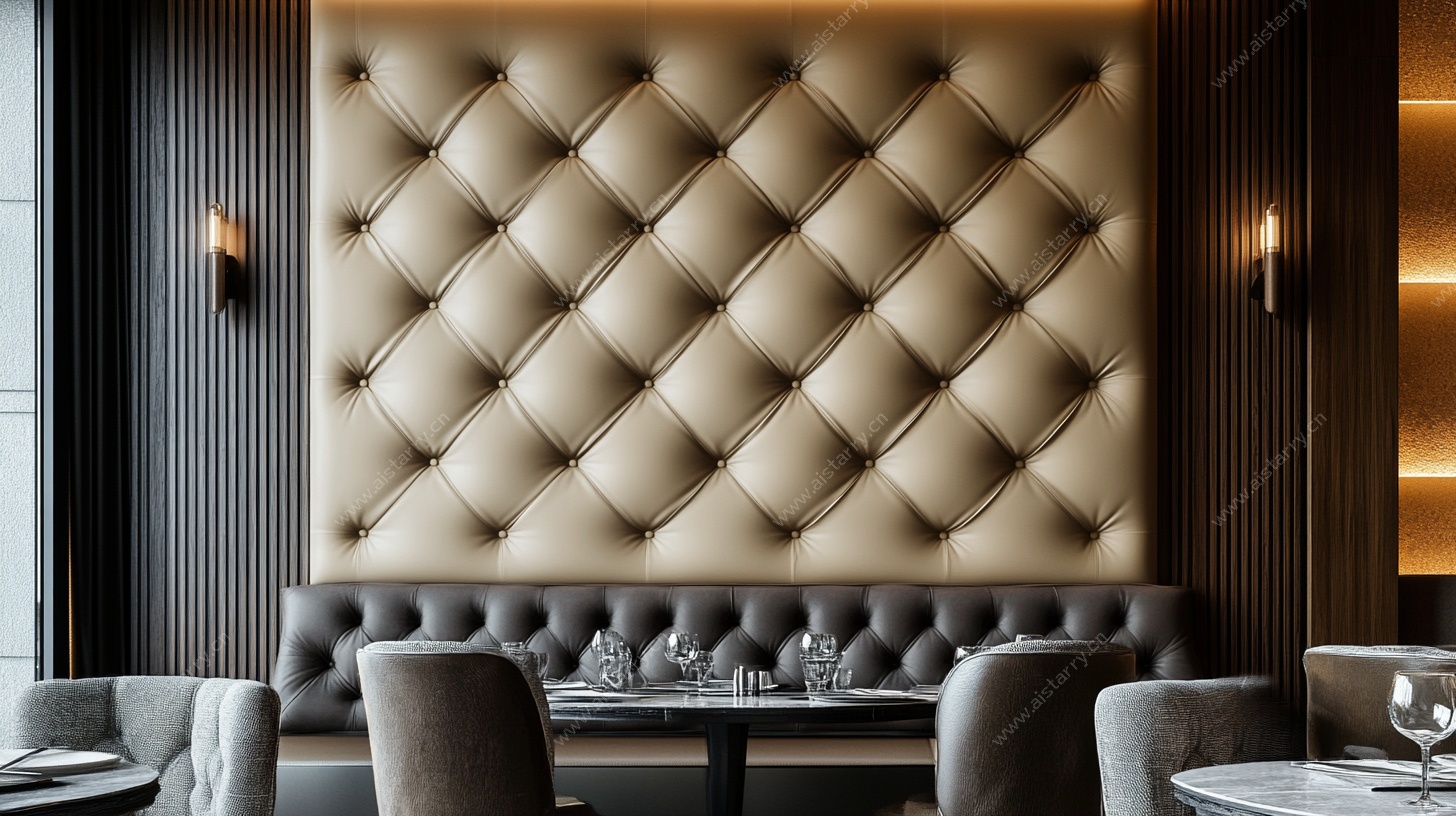 奢华菱格软包餐厅墙面