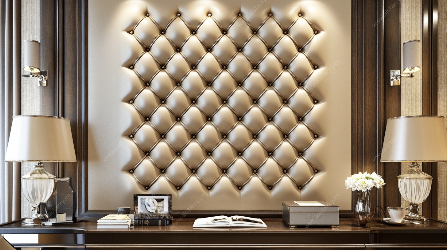 奢华菱格软包背景墙设计