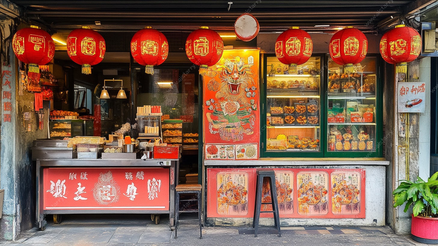传统中式小吃店铺外观