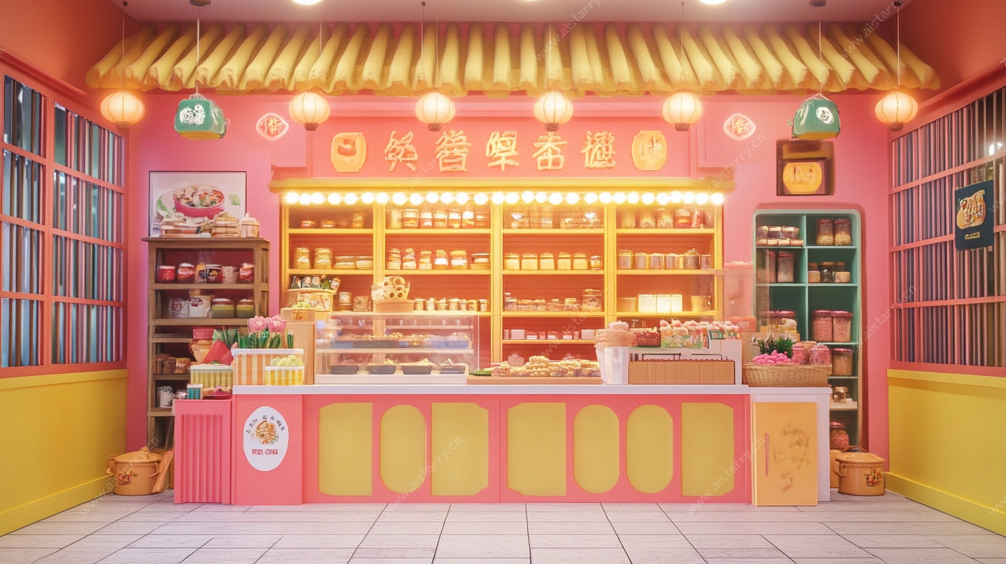 国潮风传统糕点店铺场景