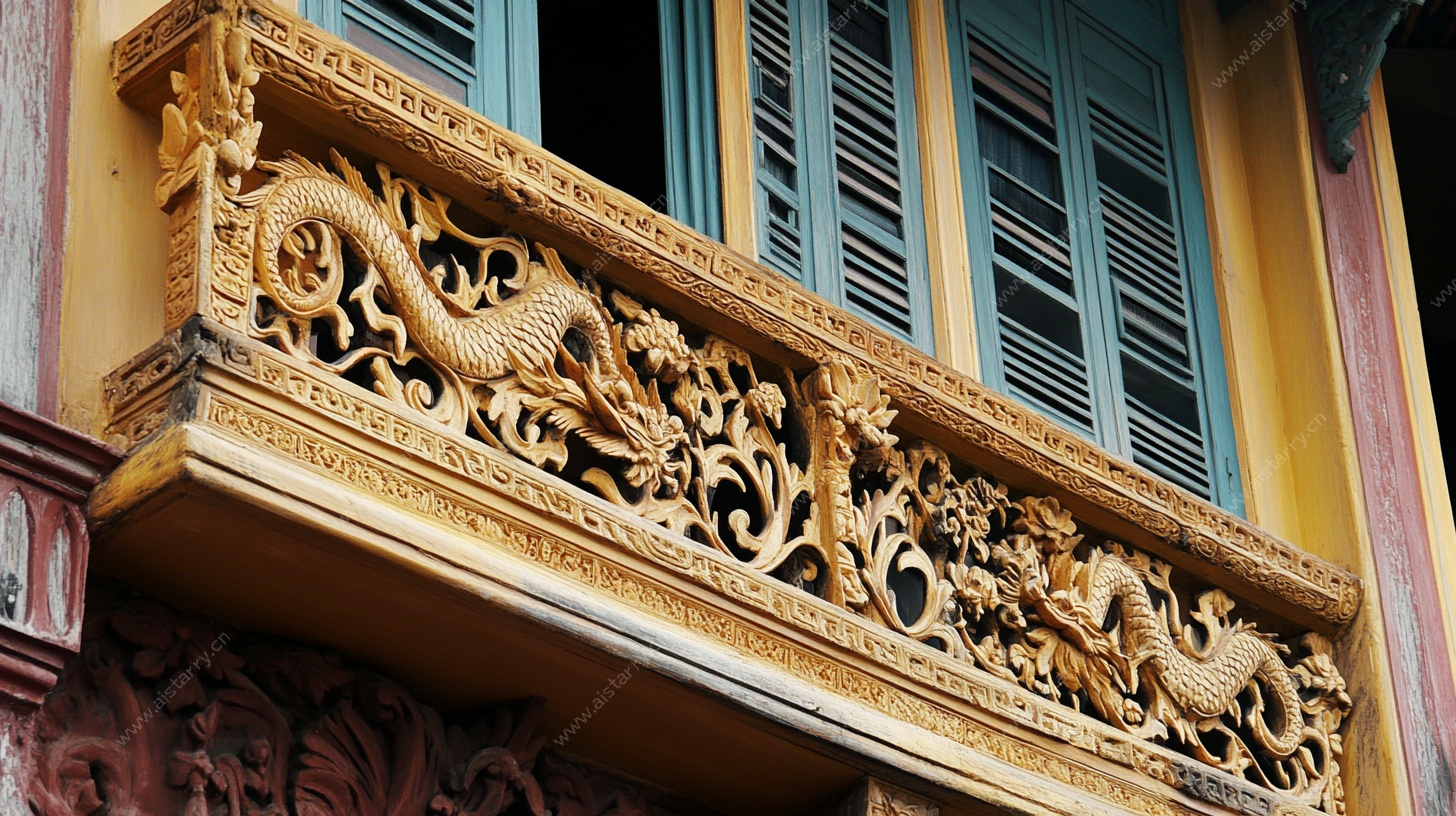 中式雕花窗沿 精致木雕