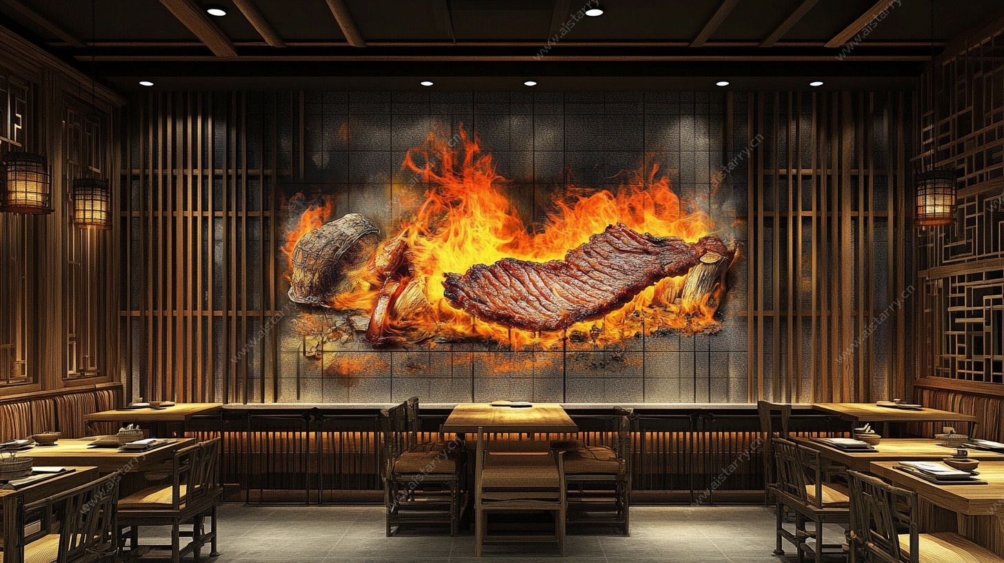 火焰牛排餐厅室内场景图
