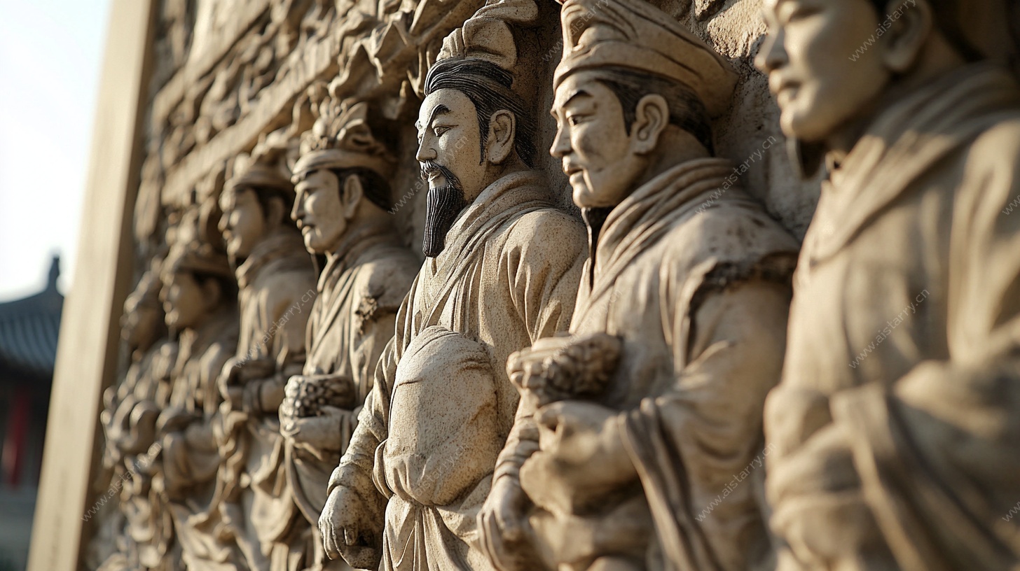 古代人物浮雕特写