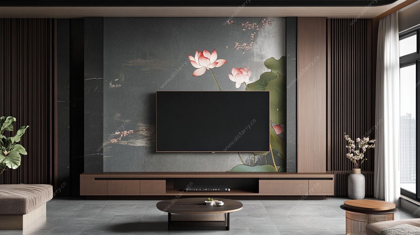 新中式客厅电视背景墙设计