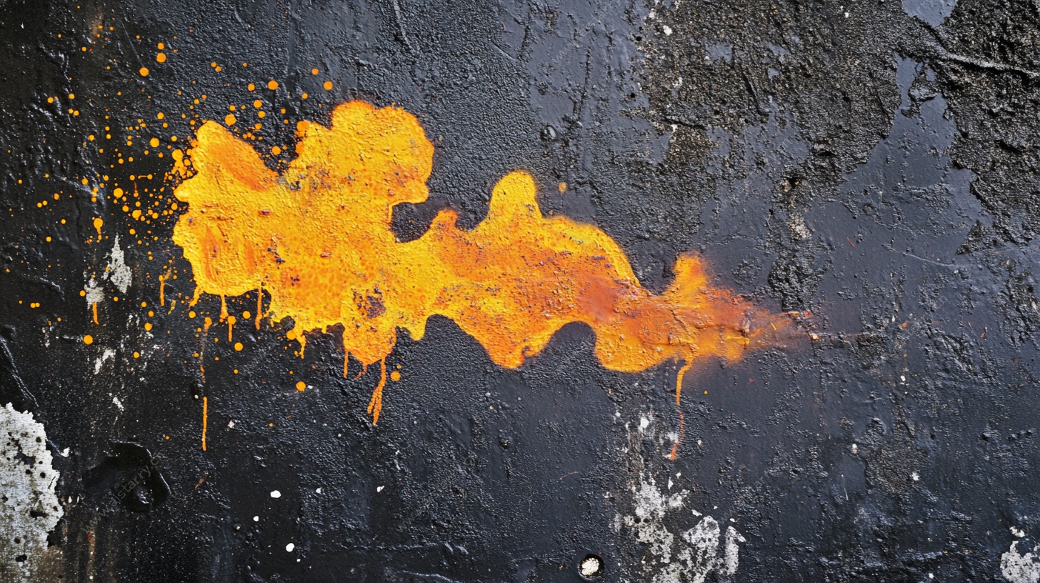 地面上的橙色泼墨痕迹