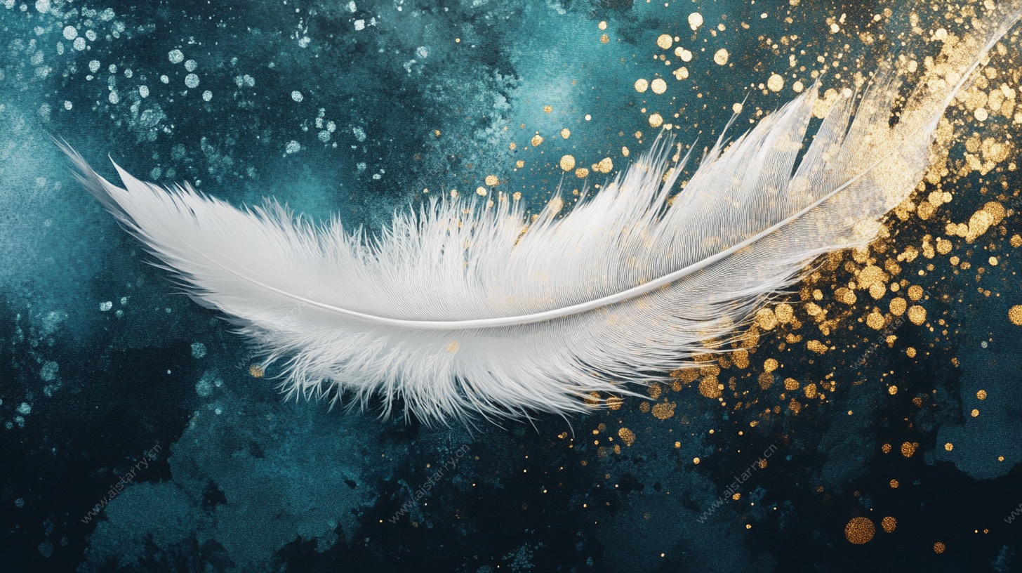 梦幻白色羽毛艺术背景图