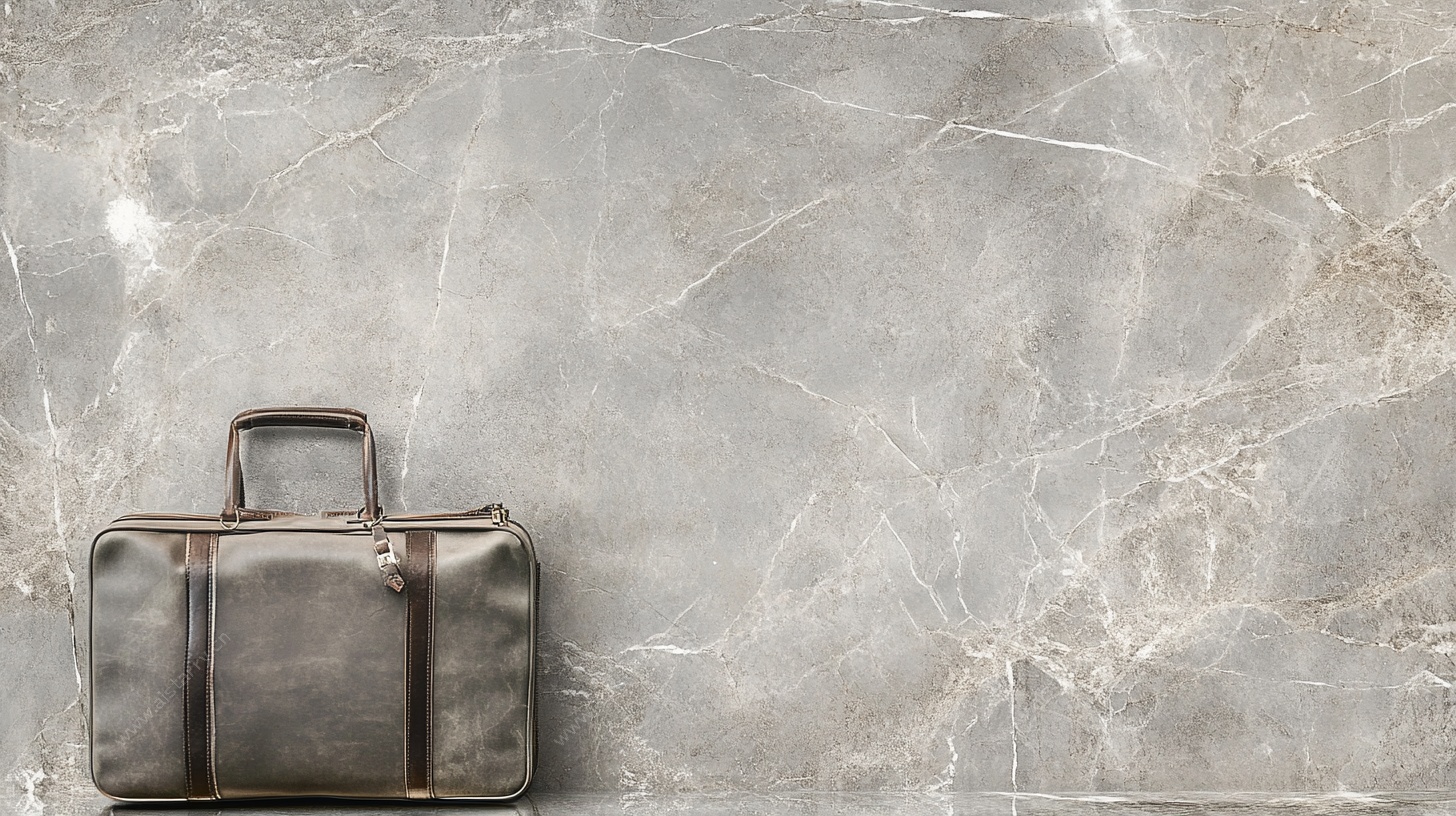 复古手提包置于大理石背景