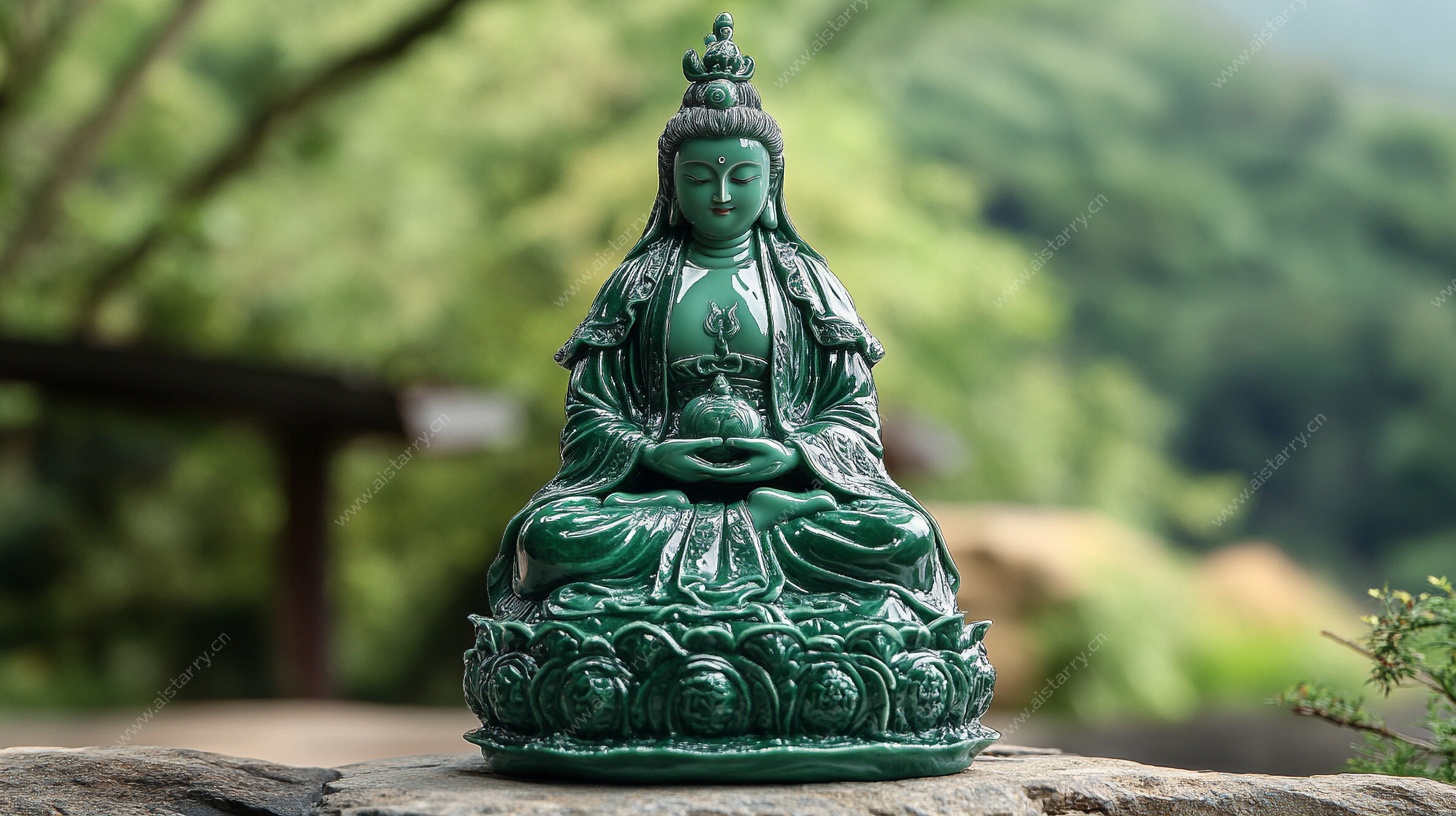 绿瓷像 静美禅意摆件
