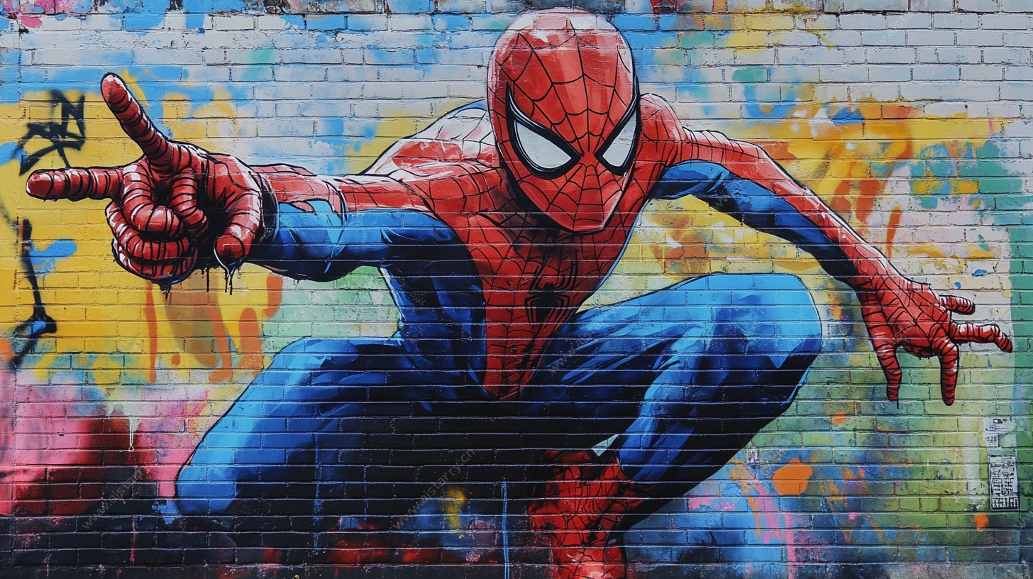 街头蜘蛛侠涂鸦艺术作品
