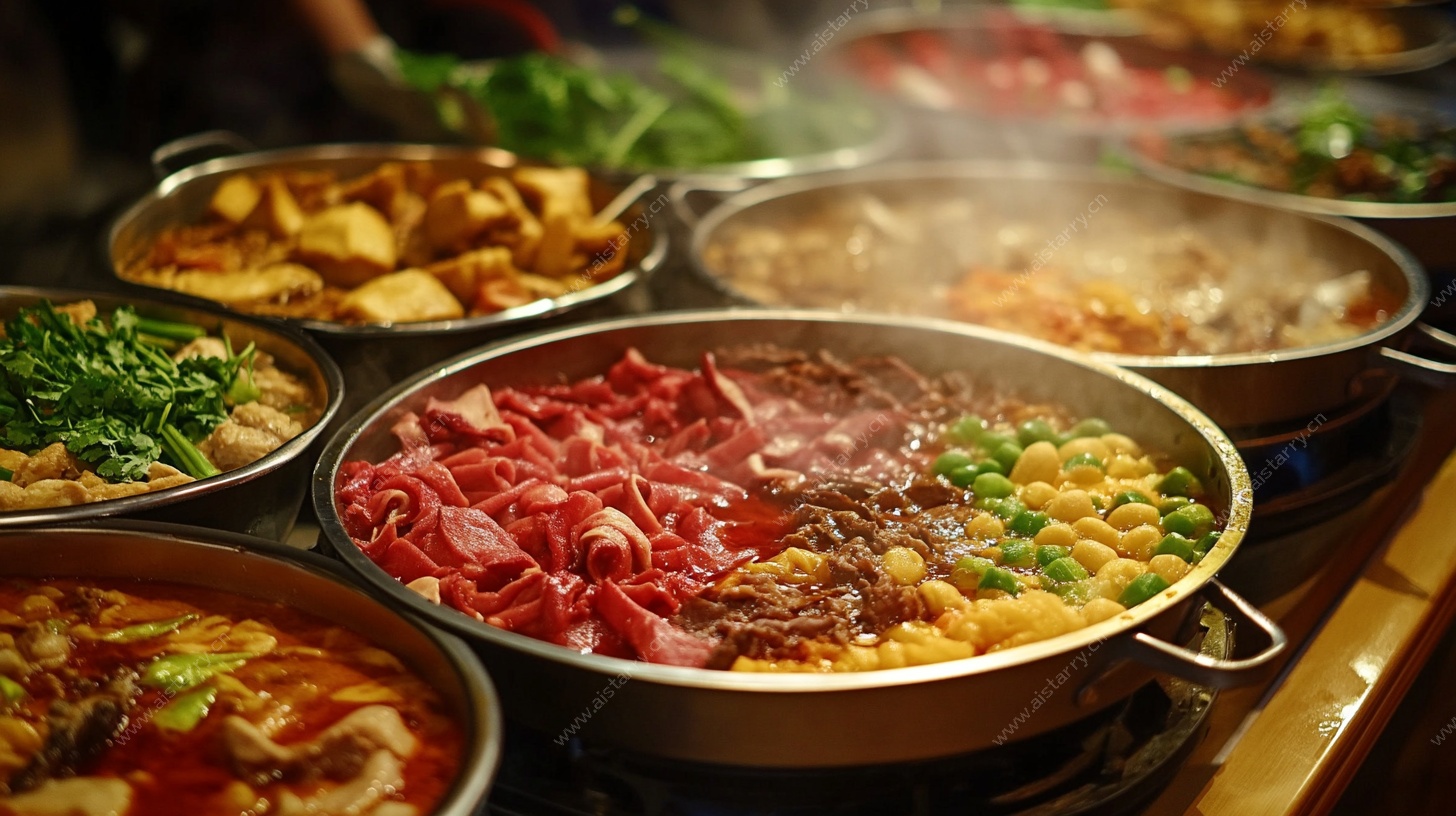丰盛火锅美食展示