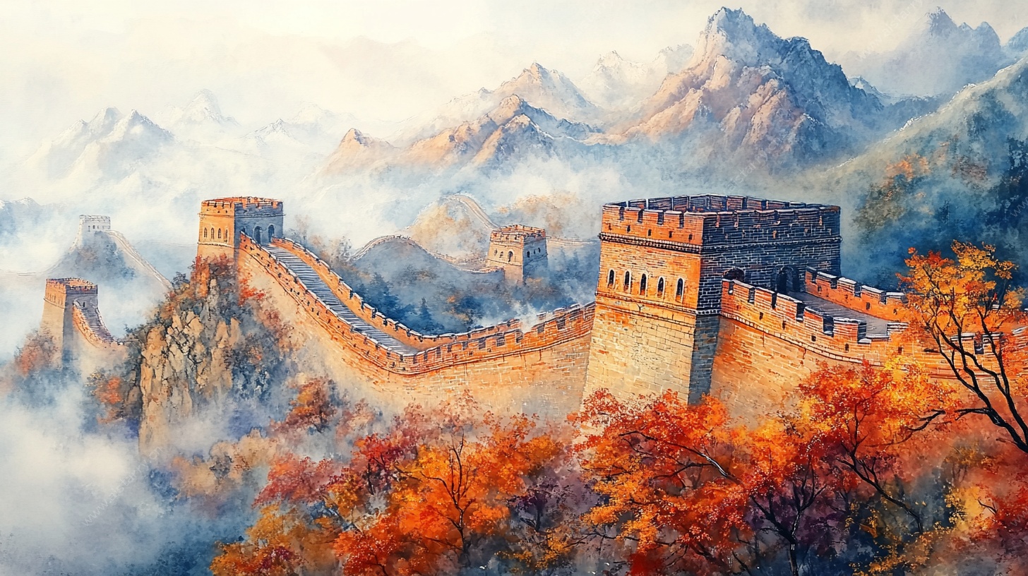 秋日长城壮美风光图