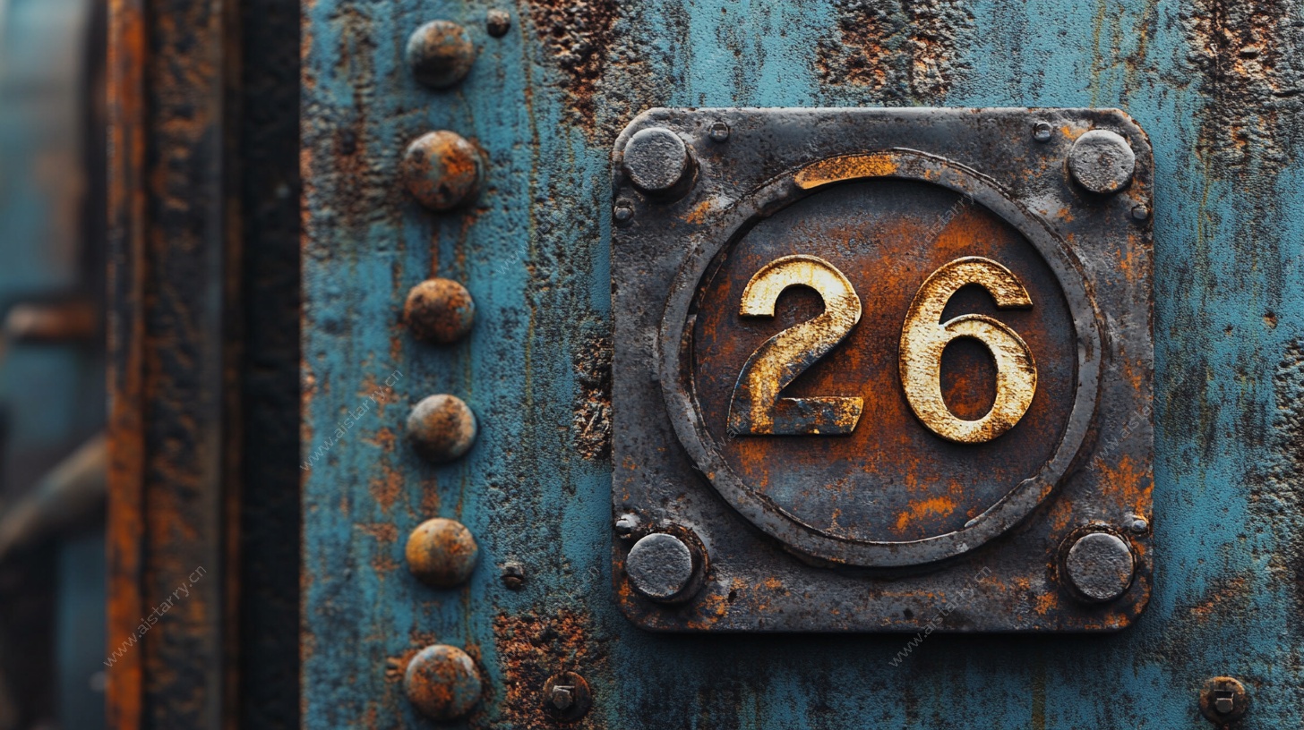 生锈金属上的数字26