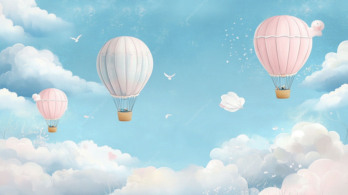 梦幻热气球翱翔蓝天