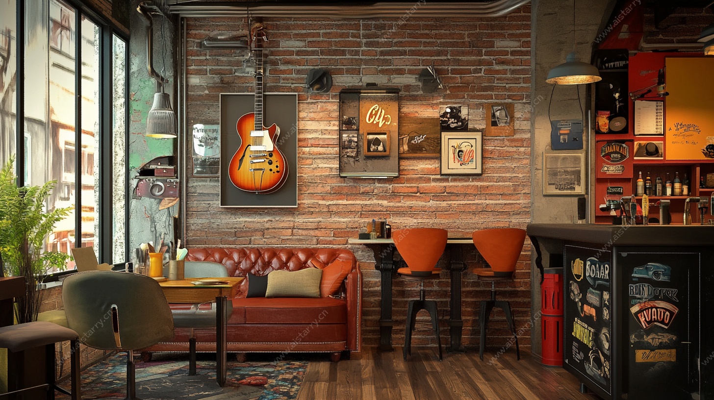 复古风音乐主题休闲酒吧