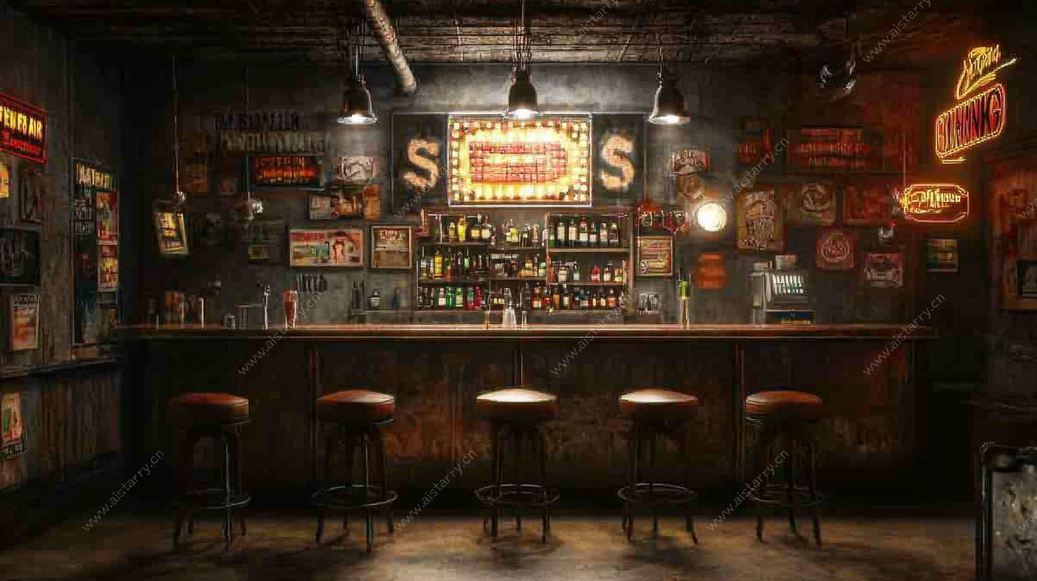 复古风格酒吧内部场景