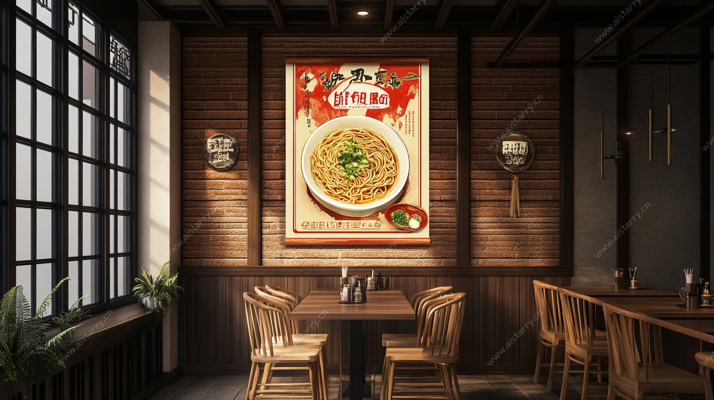 复古风面馆室内装饰场景