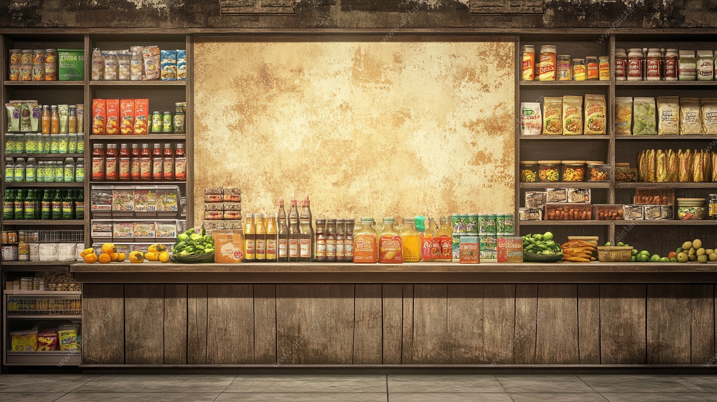 复古风杂货店货架场景