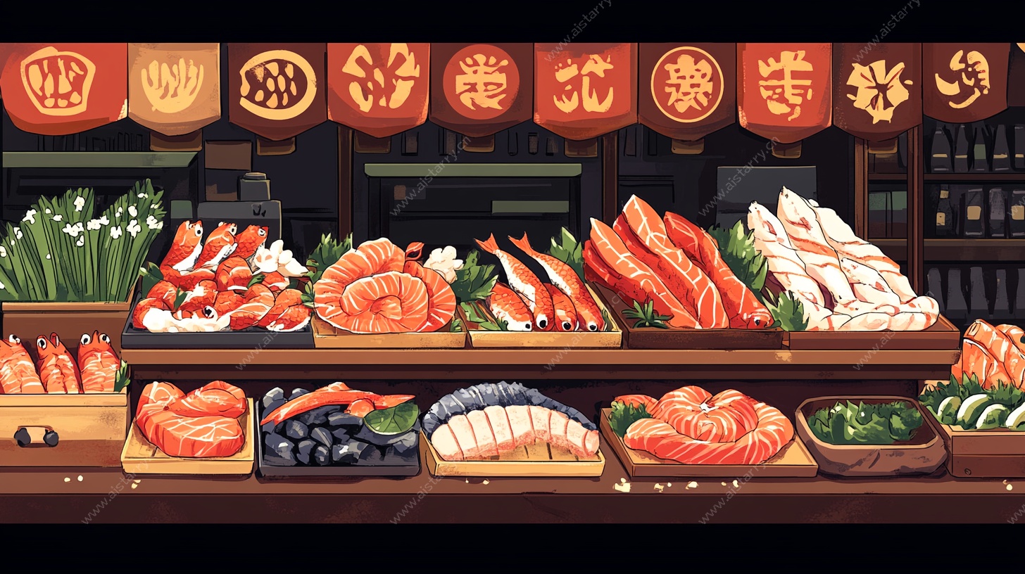 日式海鲜刺身陈列