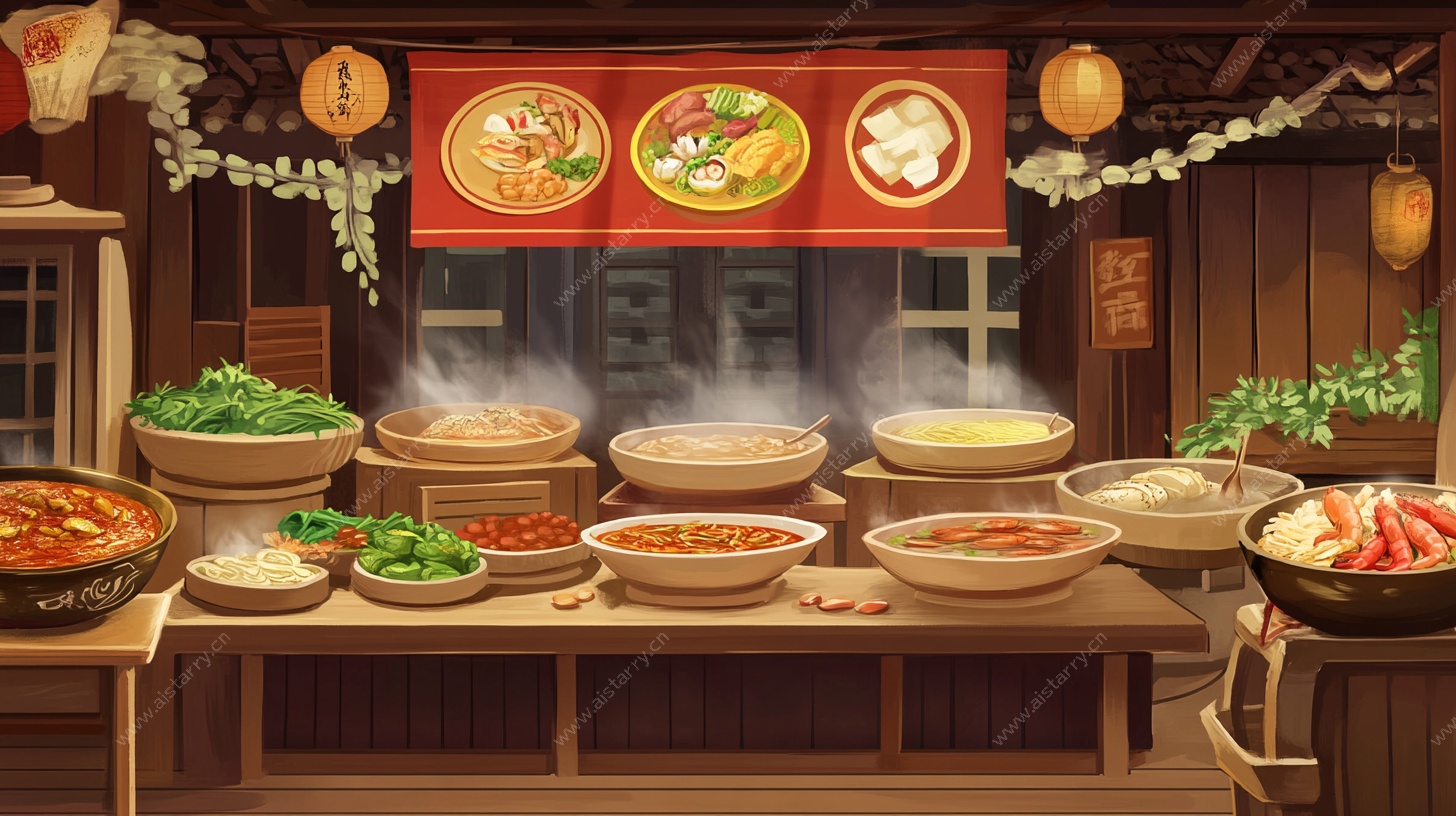 日式美食摊位插画