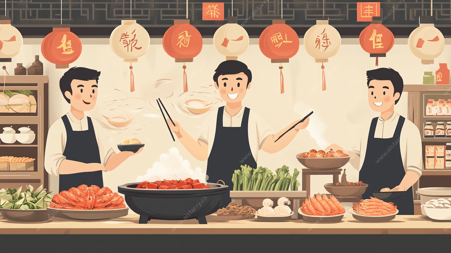 中式美食店热情的厨师们