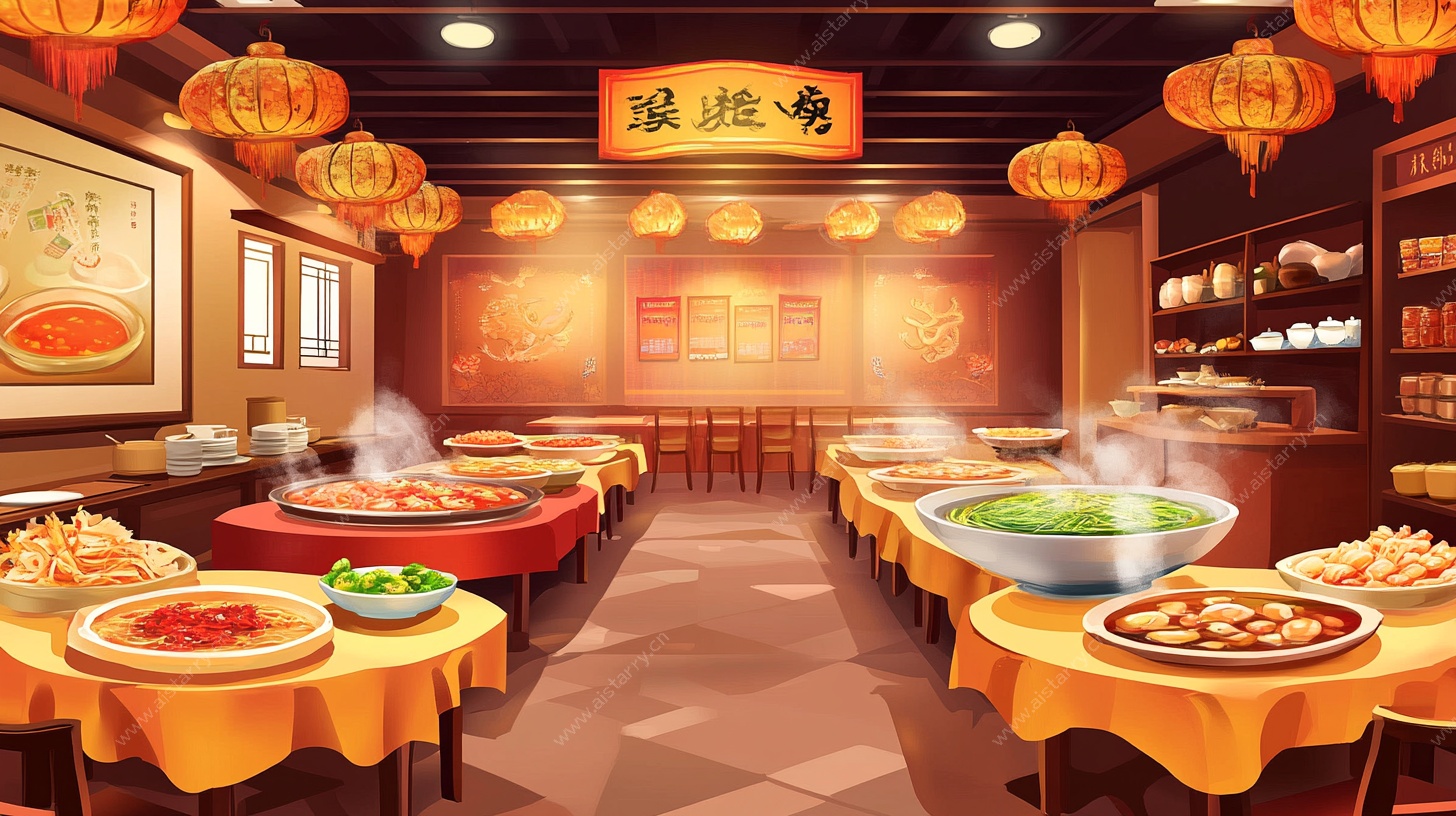 中式餐厅热闹用餐场景