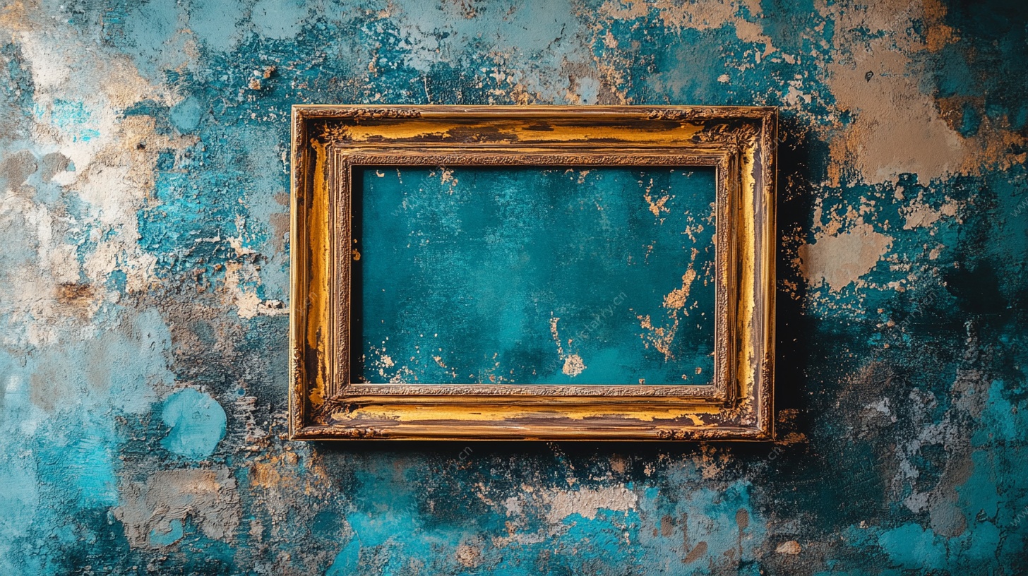 复古画框配斑驳墙面