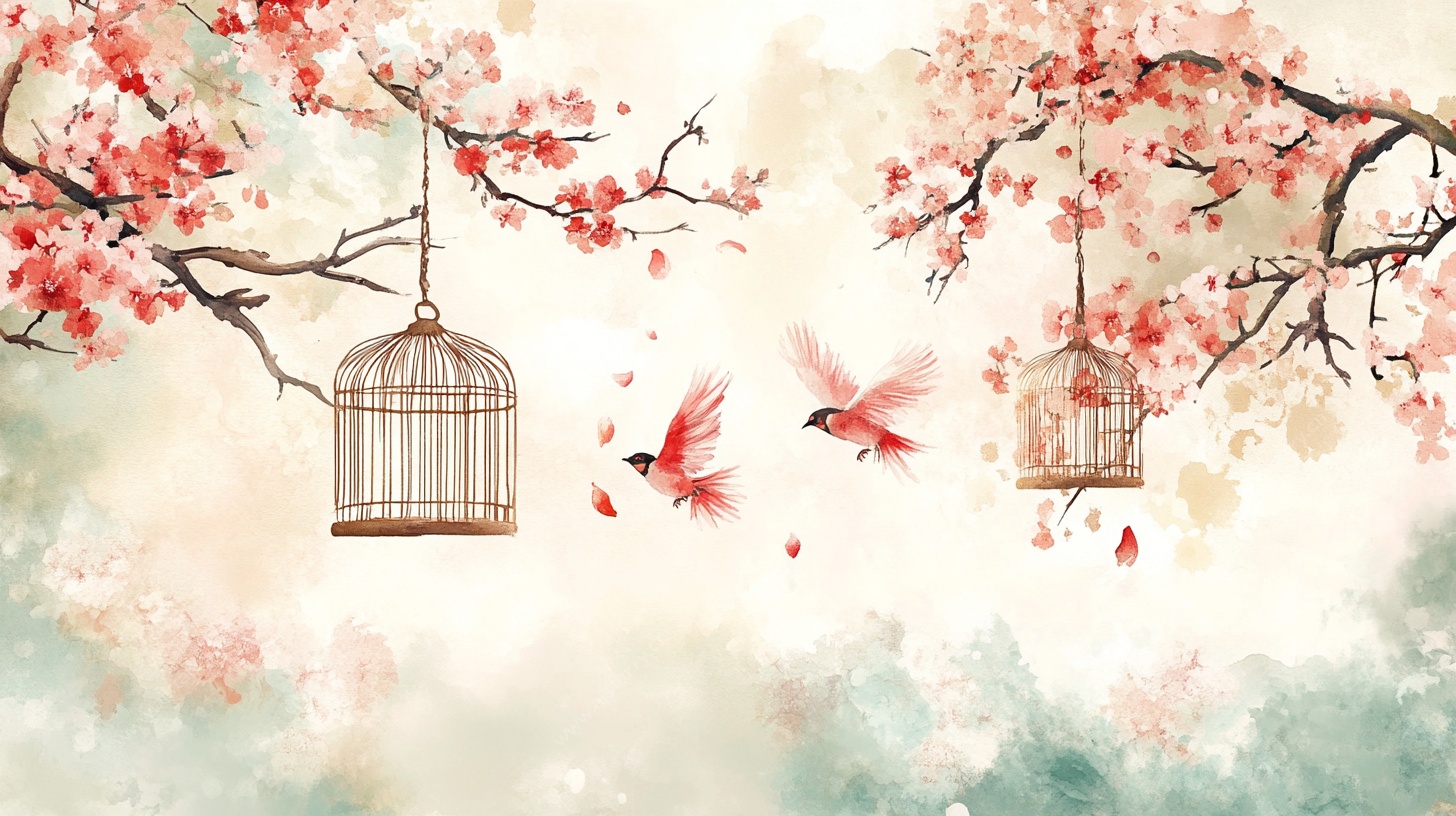 花鸟笼韵 中式诗意画面