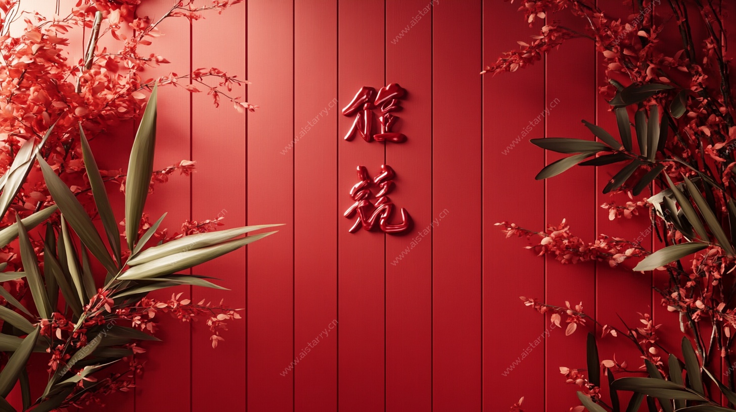 中式红墙雅致花卉景