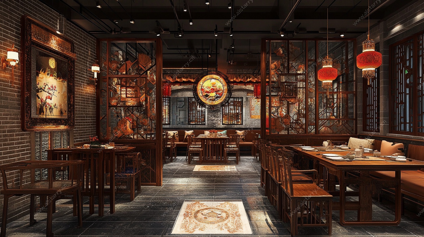 中式古风餐厅室内设计图