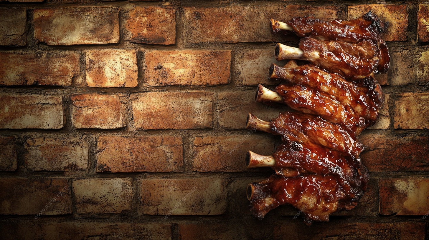 砖墙上的美味烤排骨