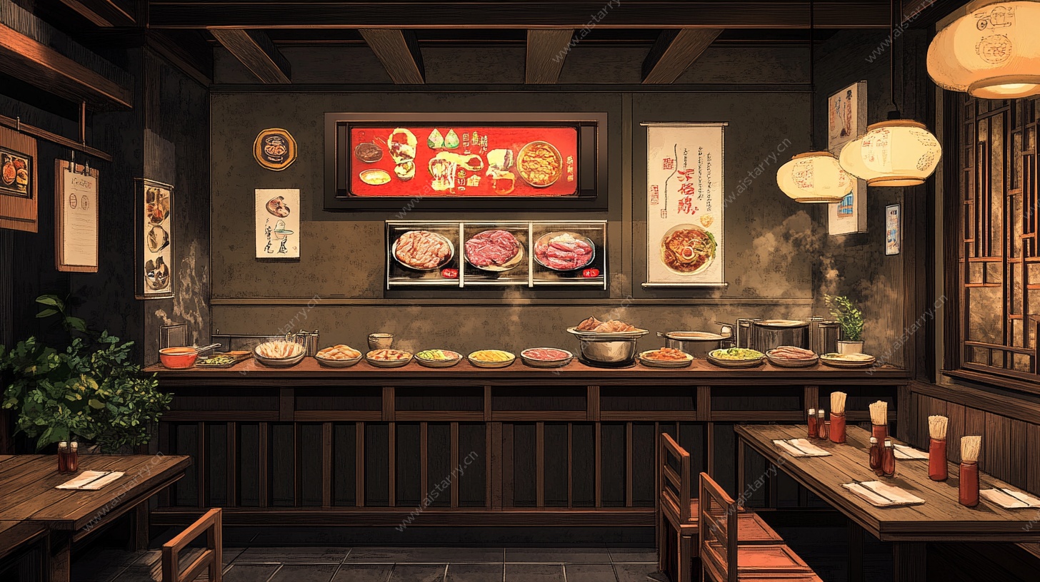 日式烤肉店室内温馨场景