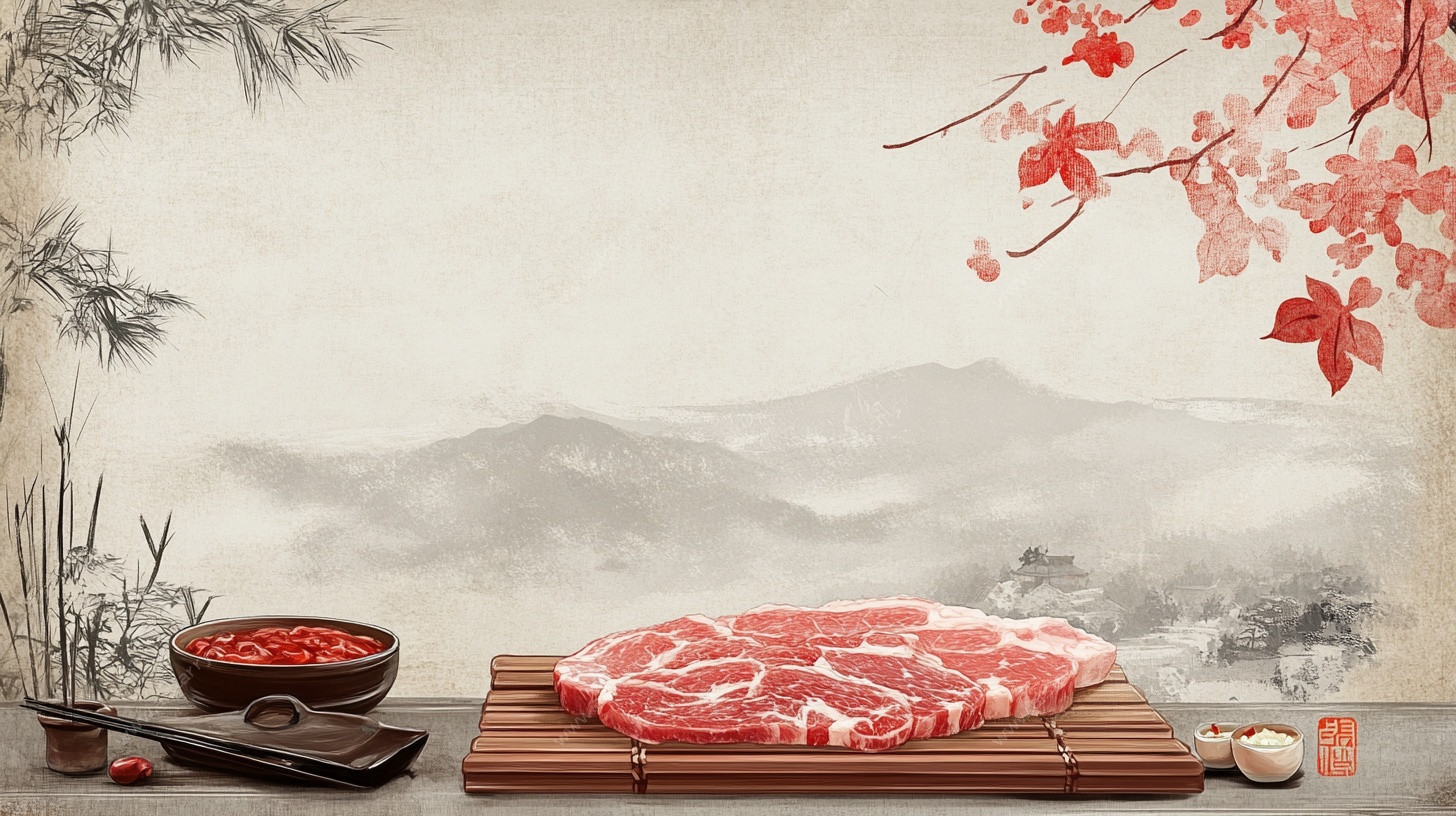 中式风牛肉食材背景图